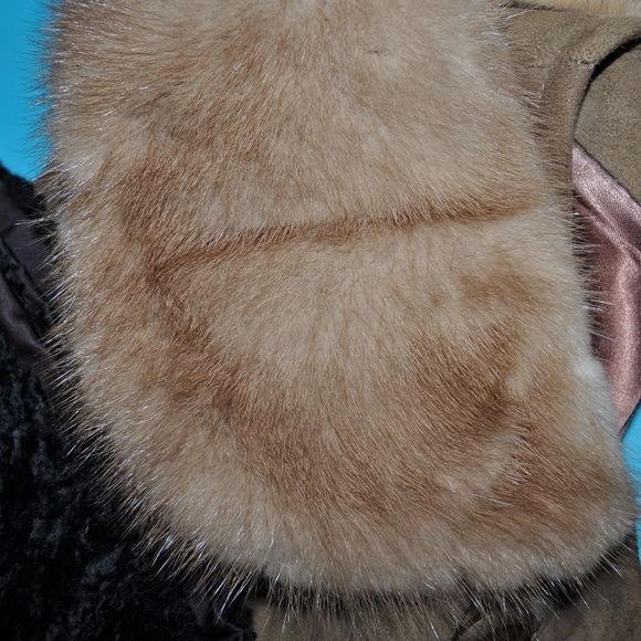 MID CENTURY Fur Collar Leather Car Coat Jacket M/L - Picture 6 of 7